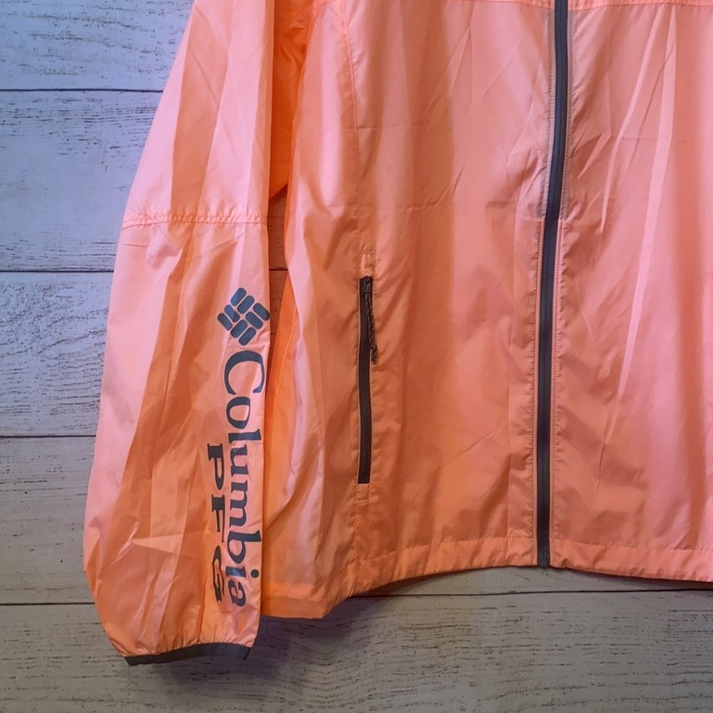 Columbia Women's Sherbet Neon Orange Lightweight Anorak Zip Jacket - Picture 4 of 7